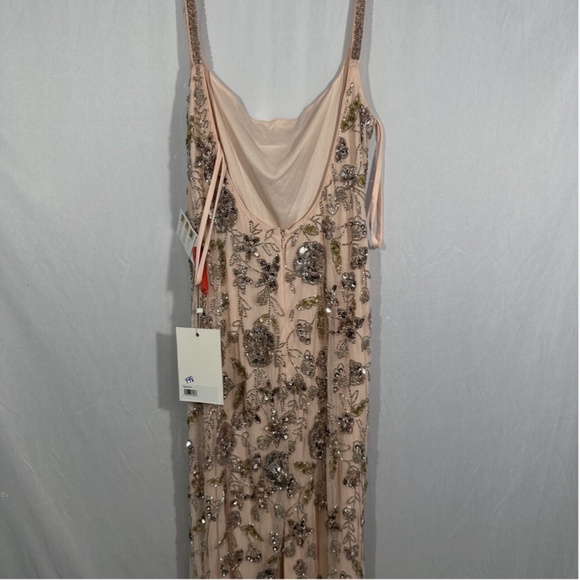 NWT $498 Mac Duggal [ 8 ] Hand Beaded Floral Spaghetti Strap Gown in‎ Rose Pink - Picture 10 of 13